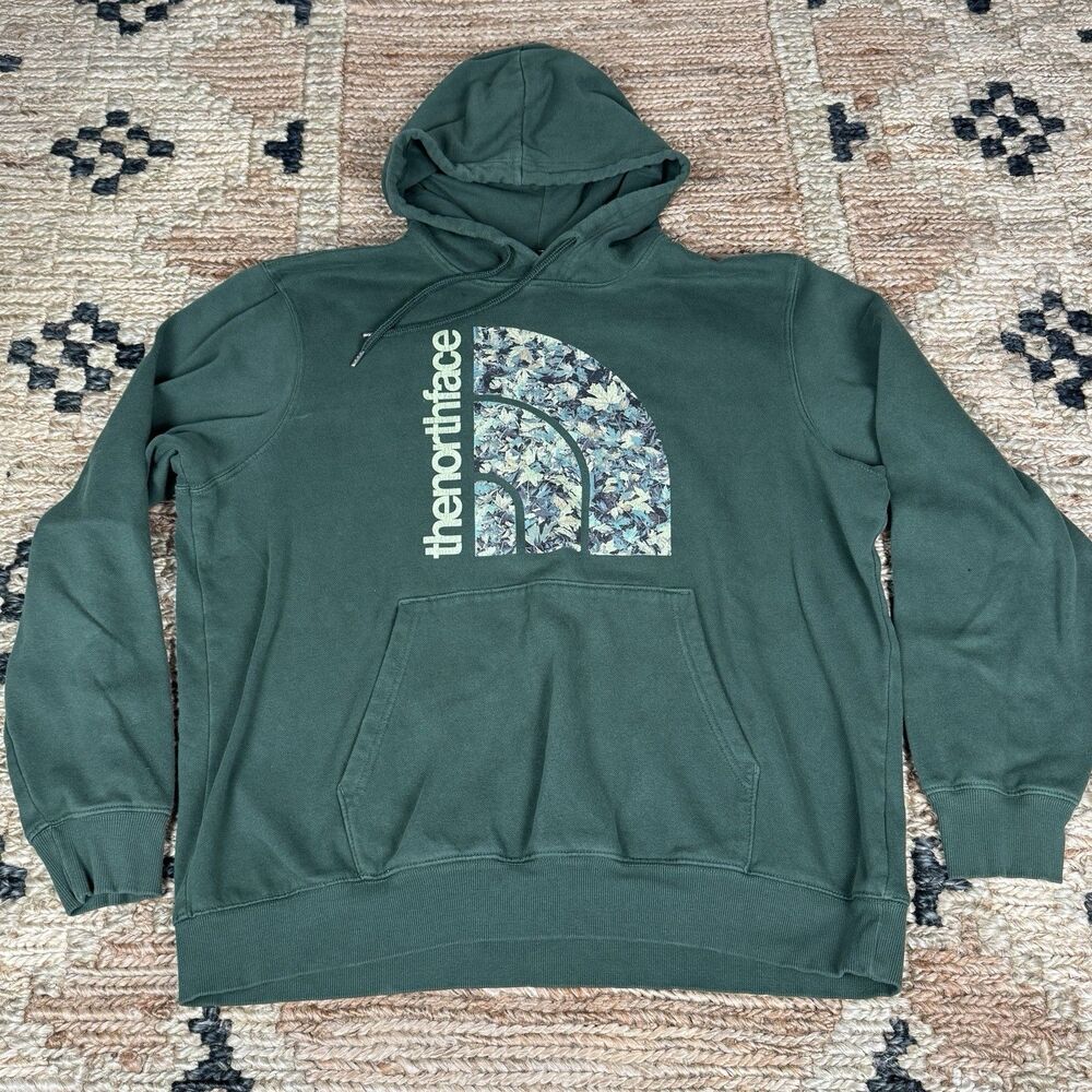 The North Face Men's Green Hoodie XL Never Stop Exploring TNF Graphic Sweatshirt